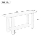 Mesa consola estrecha moderna de 63 pulgadas, mesa de entrada con detalles de metal y estante abierto, mesa decorativa para sala de estar, pasillo, negra