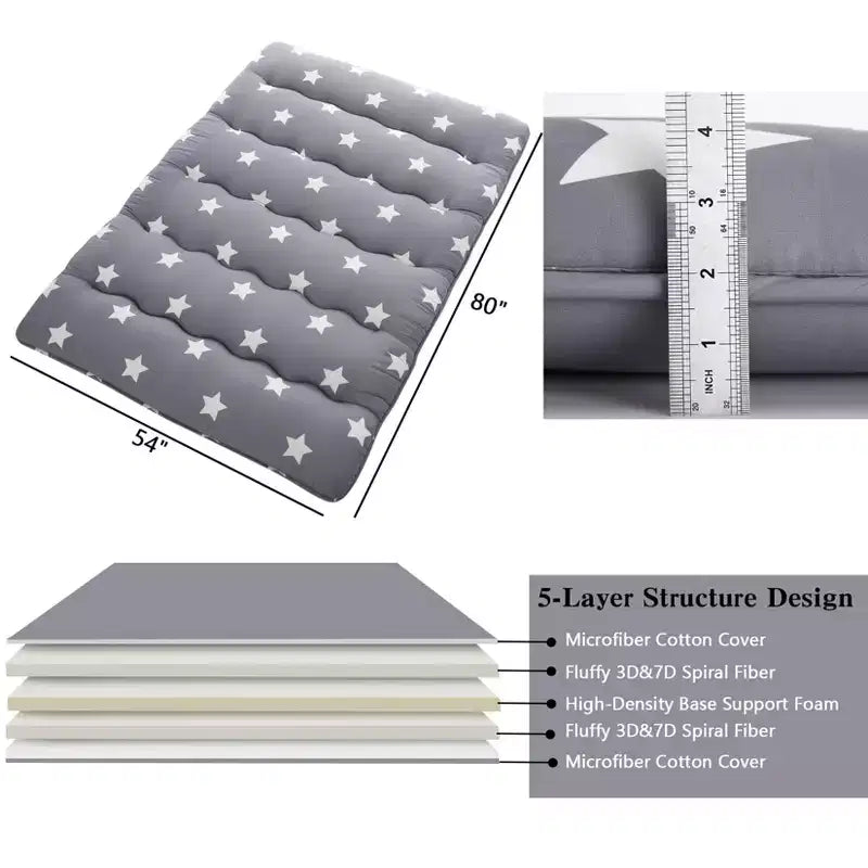 Colchón japonés futón de suelo, colchoneta de tatami portátil para acampar, almohadilla para dormir para niños, colchón enrollable plegable
