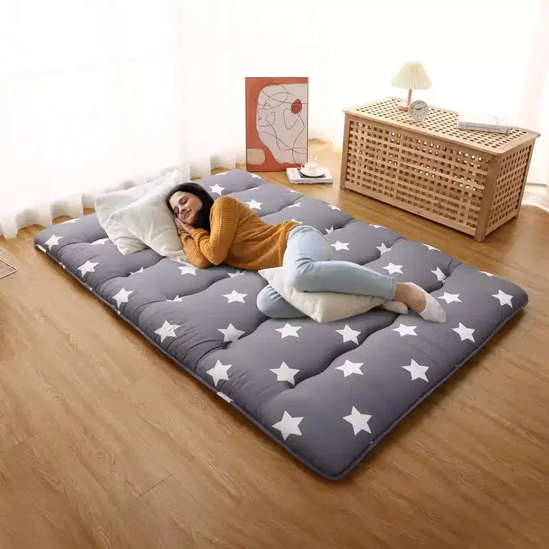 Colchón japonés futón de suelo, colchoneta de tatami portátil para acampar, almohadilla para dormir para niños, colchón enrollable plegable