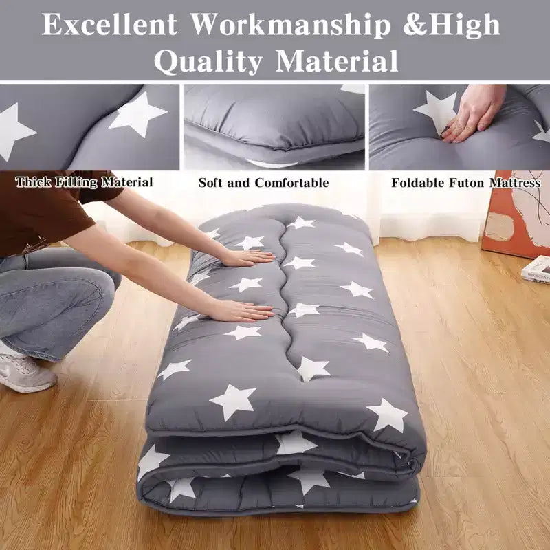 Colchón japonés futón de suelo, colchoneta de tatami portátil para acampar, almohadilla para dormir para niños, colchón enrollable plegable