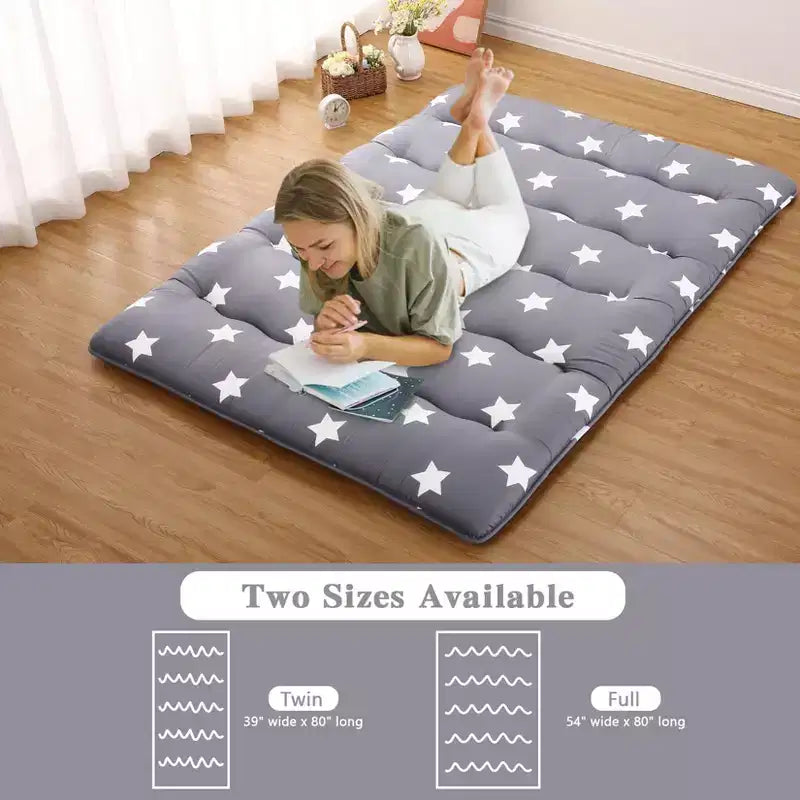 Colchón japonés futón de suelo, colchoneta de tatami portátil para acampar, almohadilla para dormir para niños, colchón enrollable plegable