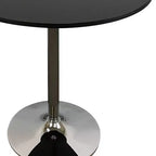 HomeRoots Mesa de comedor de 36 pulgadas con tapa redonda de madera negra y plateada y base de pedestal de metal