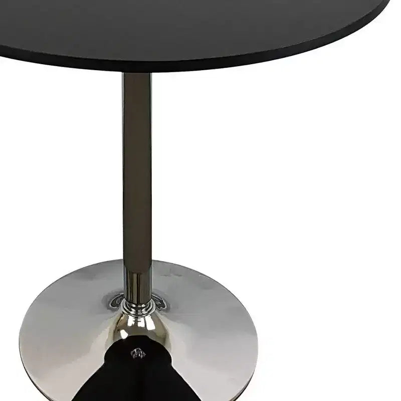 HomeRoots Mesa de comedor de 36 pulgadas con tapa redonda de madera negra y plateada y base de pedestal de metal