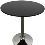 HomeRoots Mesa de comedor de 36 pulgadas con tapa redonda de madera negra y plateada y base de pedestal de metal