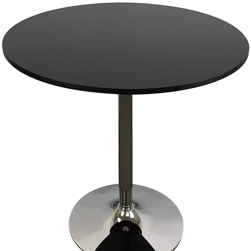 HomeRoots Mesa de comedor de 36 pulgadas con tapa redonda de madera negra y plateada y base de pedestal de metal