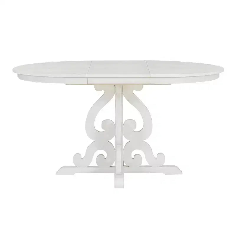 Juego de mesa de cocina de granja para 4 personas, juego de mesa de comedor redonda extensible de madera y 4 sillas tapizadas, juego de comedor retro para cocina