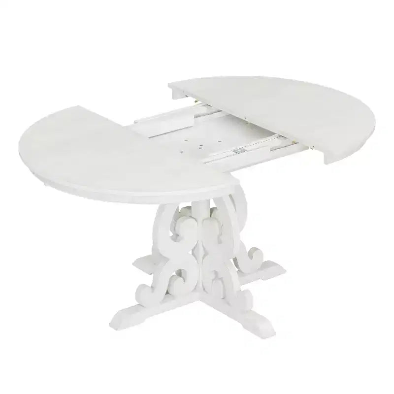 Juego de mesa de cocina de granja para 4 personas, juego de mesa de comedor redonda extensible de madera y 4 sillas tapizadas, juego de comedor retro para cocina