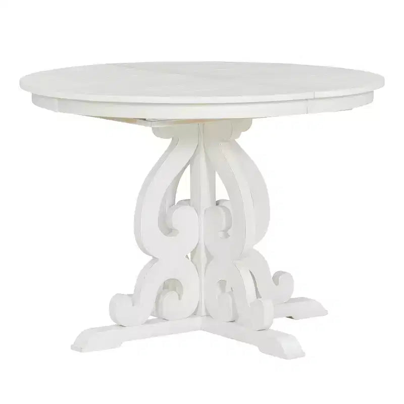 Juego de mesa de cocina de granja para 4 personas, juego de mesa de comedor redonda extensible de madera y 4 sillas tapizadas, juego de comedor retro para cocina