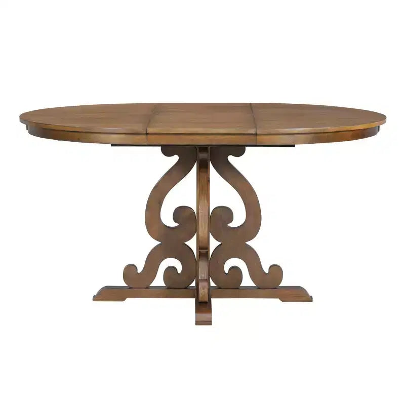 Juego de mesa de cocina de granja para 4 personas, juego de mesa de comedor redonda extensible de madera y 4 sillas tapizadas, juego de comedor retro para cocina