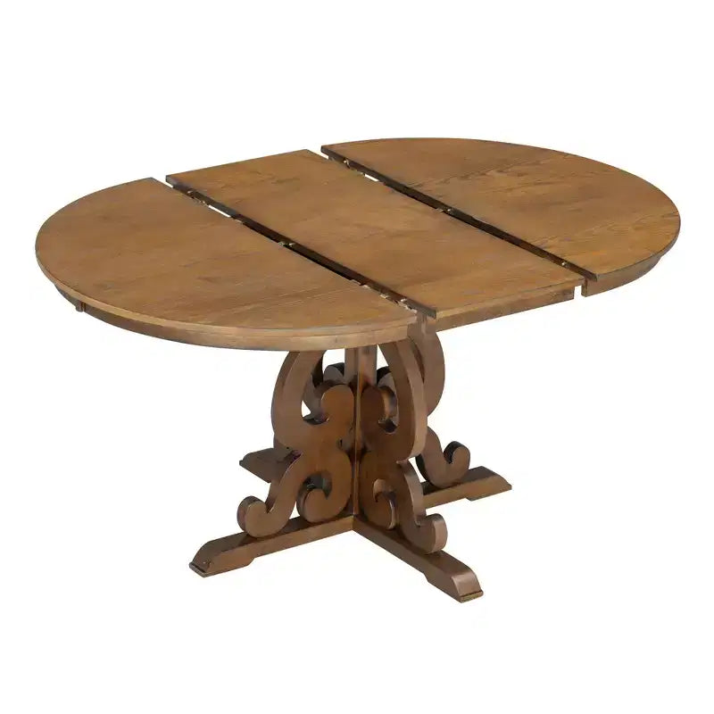 Juego de mesa de cocina de granja para 4 personas, juego de mesa de comedor redonda extensible de madera y 4 sillas tapizadas, juego de comedor retro para cocina