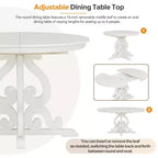 Juego de mesa de cocina de granja para 4 personas, juego de mesa de comedor redonda extensible de madera y 4 sillas tapizadas, juego de comedor retro para cocina