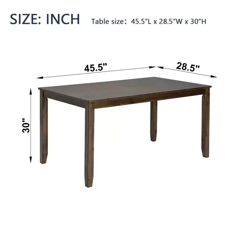Mesa de comedor rectangular de madera MAYEERTY, mesa de cocina de nogal para espacios pequeños, solo la mesa