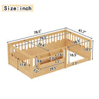 Cama Montessori de madera para niños, tamaño individual/matrimonial/king, con valla elevada y estantería, diseño de perfil bajo