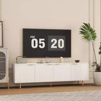 Mueble de TV Moderno de 68 Pulgadas con Ranuras, Puertas de Almacenamiento y Estantes para Medios, Adecuado para televisores de 55 pulgadas o más. Ideal para Salas de Estar. Color Blanco.
