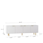 Mueble de TV Moderno de 68 Pulgadas con Ranuras, Puertas de Almacenamiento y Estantes para Medios, Adecuado para televisores de 55 pulgadas o más. Ideal para Salas de Estar. Color Blanco.
