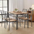 5-Piece Kitchen Table Set, Table with 4 Backrest Chairs for Dining Room, Vintage