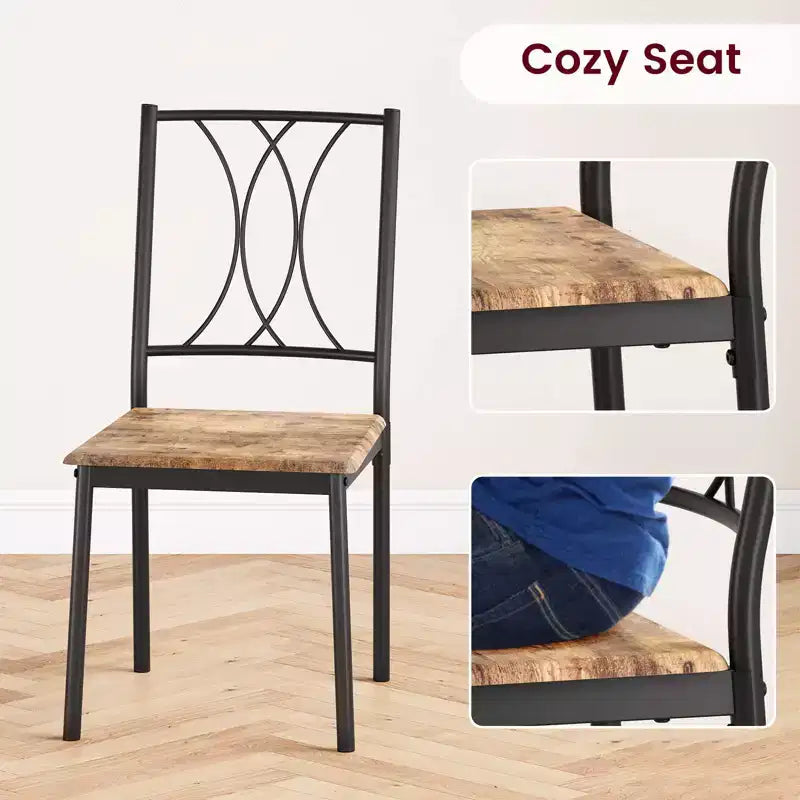 Juego de mesa de cocina de 5 piezas, mesa con 4 sillas con respaldo para comedor, vintage