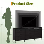 Mueble de TV de 63 pulgadas con 9 cajones de almacenamiento, consola de TV con superficie de madera y gabinete auxiliar para televisores de hasta 75 pulgadas