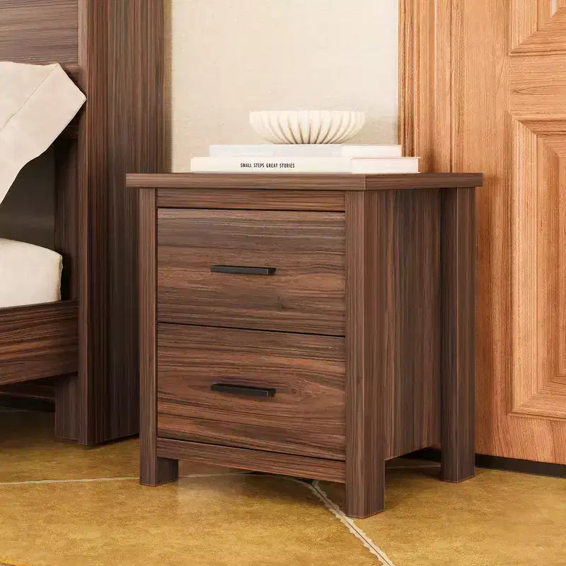 Juegos de dormitorio de 4 piezas, base de cama Queen con cabecera de almacenamiento, 2 mesitas de noche y 1 tocador