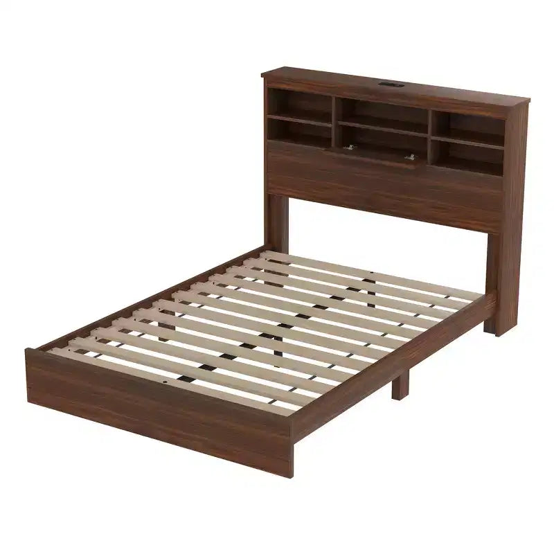 Juegos de dormitorio de 4 piezas, base de cama Queen con cabecera de almacenamiento, 2 mesitas de noche y 1 tocador