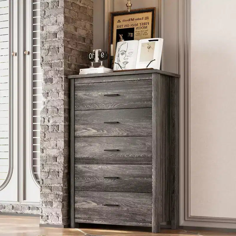 Juegos de dormitorio de 4 piezas, base de cama Queen con cabecera de almacenamiento, 2 mesitas de noche y 1 tocador