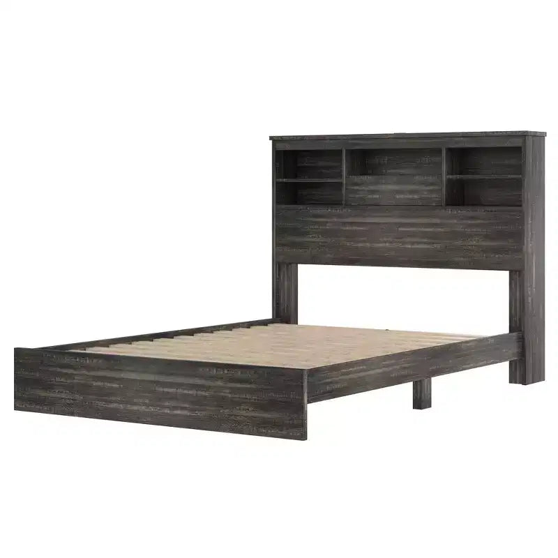 Juegos de dormitorio de 4 piezas, base de cama Queen con cabecera de almacenamiento, 2 mesitas de noche y 1 tocador