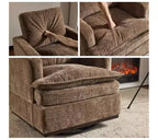Sillón moderno y cómodo tapizado con cojín de respaldo, butaca giratoria cuadrada de 360 grados para sala de estar, beige