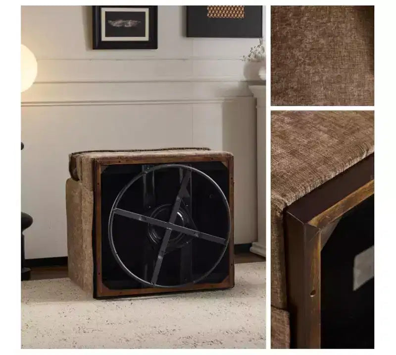 Sillón moderno y cómodo tapizado con cojín de respaldo, butaca giratoria cuadrada de 360 grados para sala de estar, beige