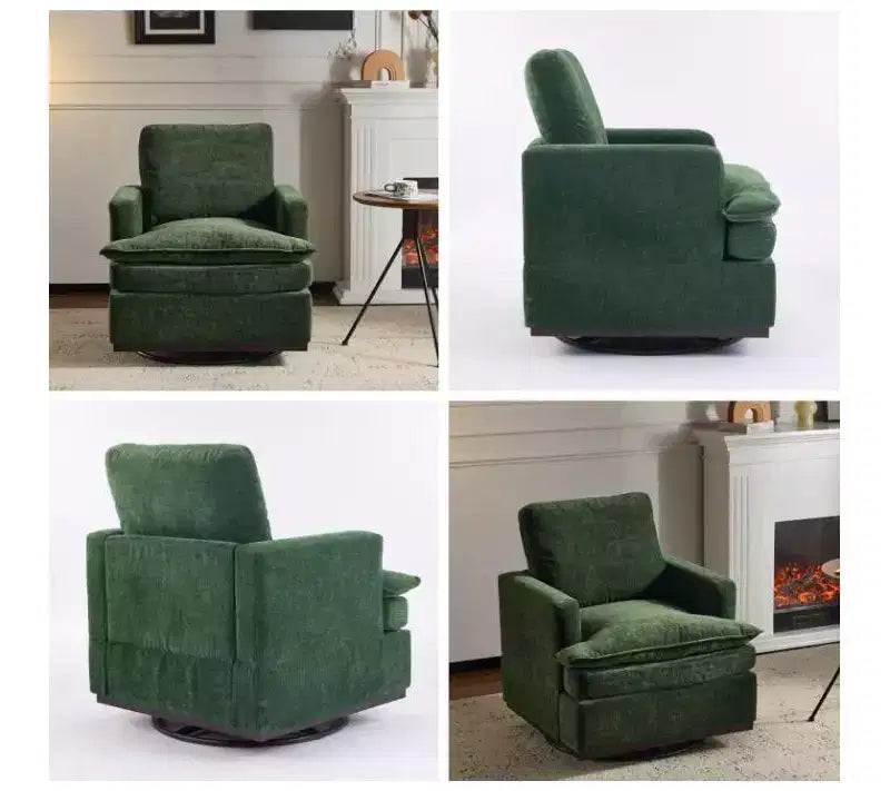 Sillón moderno y cómodo tapizado con cojín de respaldo, butaca giratoria cuadrada de 360 grados para sala de estar, beige