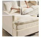 Sillón moderno y cómodo tapizado con cojín de respaldo, butaca giratoria cuadrada de 360 grados para sala de estar, beige