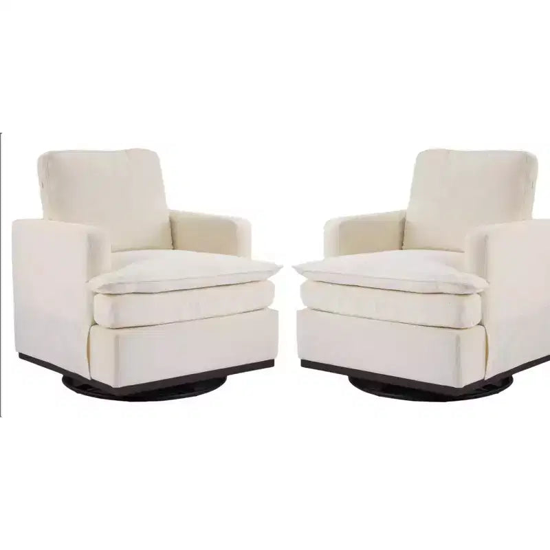 Sillón moderno y cómodo tapizado con cojín de respaldo, butaca giratoria cuadrada de 360 grados para sala de estar, beige