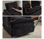 Sillón moderno y cómodo tapizado con cojín de respaldo, butaca giratoria cuadrada de 360 grados para sala de estar, beige