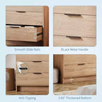 Cómoda de 6 cajones de 52.5 de ancho con tiradores de metal, mueble de almacenamiento de madera moderno para dormitorio