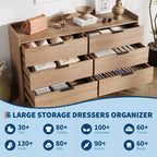 Cómoda de 6 cajones de 52.5 de ancho con tiradores de metal, mueble de almacenamiento de madera moderno para dormitorio