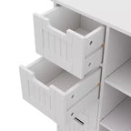 Armario de almacenamiento independiente de 4 cajones con estante abierto, mueble de suelo de madera para recibidor, baño, dormitorio y sala de estar