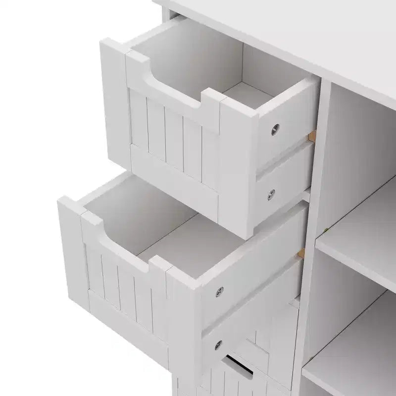 Armario de almacenamiento independiente de 4 cajones con estante abierto, mueble de suelo de madera para recibidor, baño, dormitorio y sala de estar