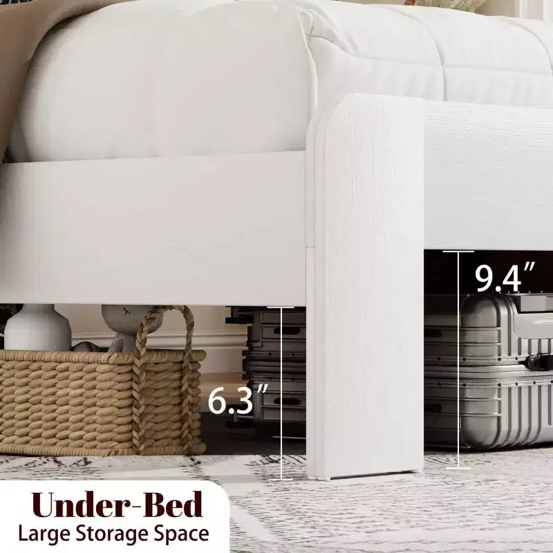 Base de cama de plataforma tamaño Queen/King con estación de carga, marco de cama de plataforma de madera con almacenamiento
