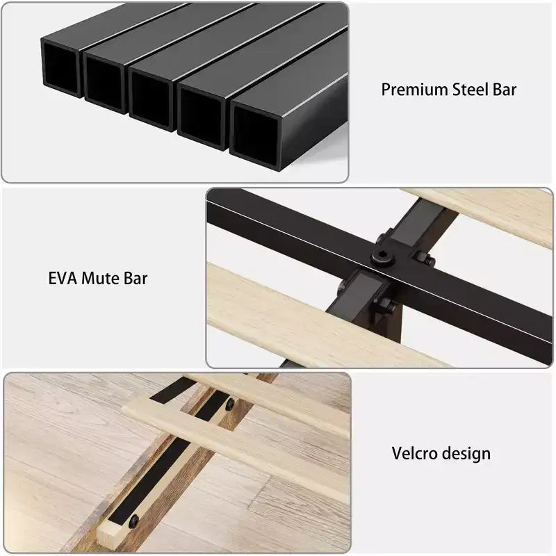 Base de cama de plataforma tamaño Queen/King con estación de carga, marco de cama de plataforma de madera con almacenamiento