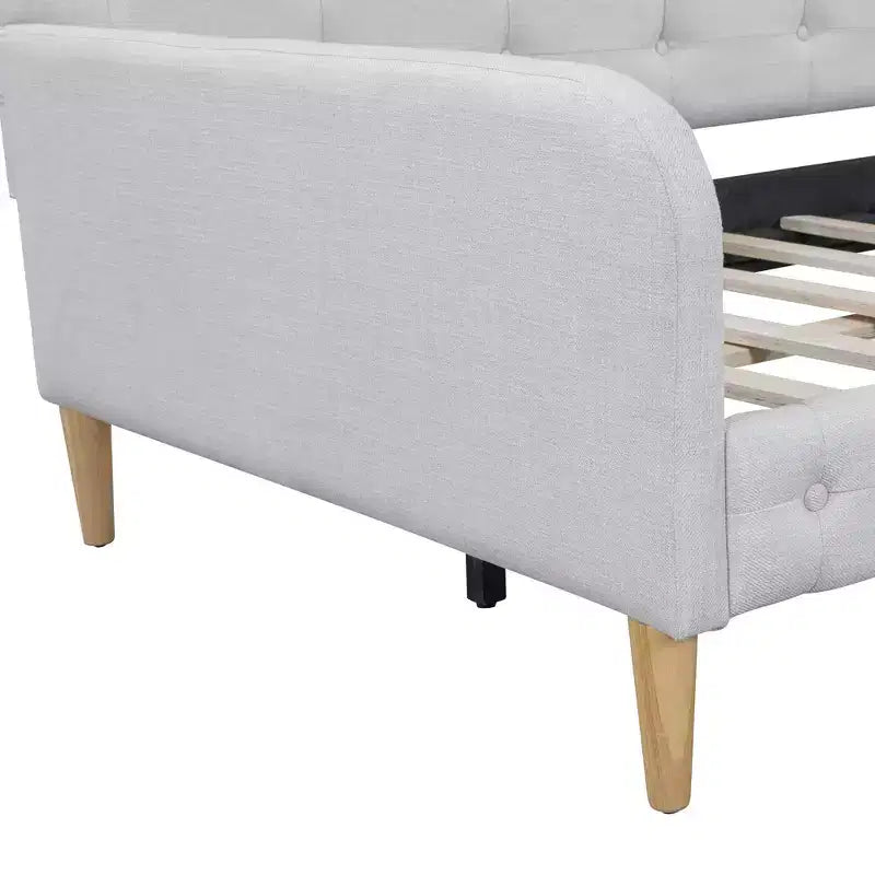 Moderna cama nido tapizada en lino individual para sala de estar y apartamento