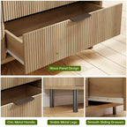 Cómoda moderna de madera acanalada - 6 cajones amplios - Diseño antivuelco y patas de metal - Tiradores elegantes - Perfecta para dormitorio, sala de estar