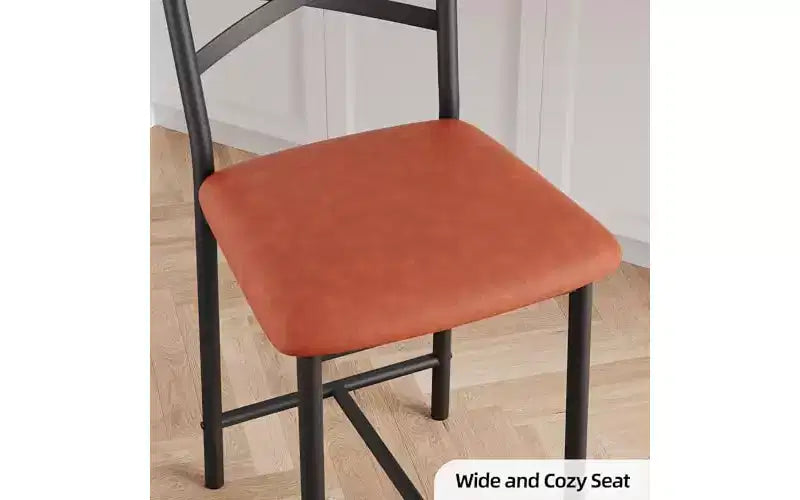 Juego de 2 Taburetes de Bar, Sillas de Bar de Metal a la Altura de la Encimera con Respaldo y Cojín Grueso, Asientos Tapizados para Isla de Cocina, Marrón Moderno