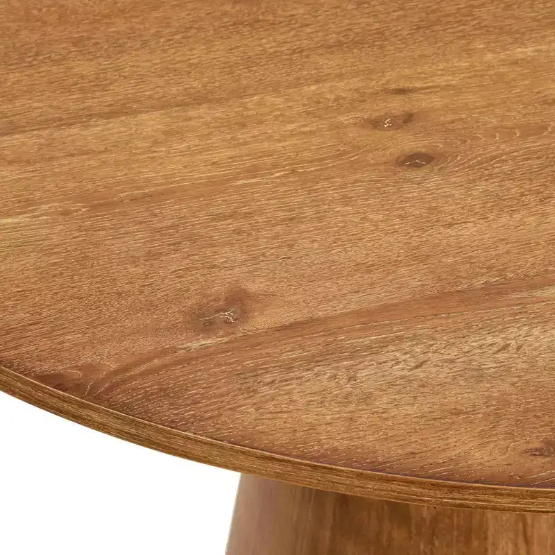 Juego de comedor redondo moderno Nelda de 5 piezas de 59" Buylateral con mesa color Driftwood y sillas de comedor de cuero color Taupe