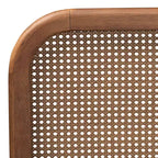 Cama con Plataforma King Elston de Madera y Ratán Sintético Marrón/Nogal Fresno - Diseño de Mediados de Siglo, Patas Torneadas