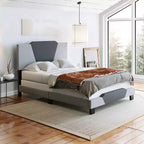 Queen Sydney Contemporary Linen Upholstered Bed Frame Charcoal/Gray - Eco Dream: Durable Birch Wood Slats, Box Spring Required