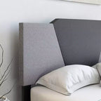 Base de cama tapizada de lino Queen Sydney Contemporary, carbón/gris - Eco Dream: Listones de madera de abedul duraderos, requiere somier