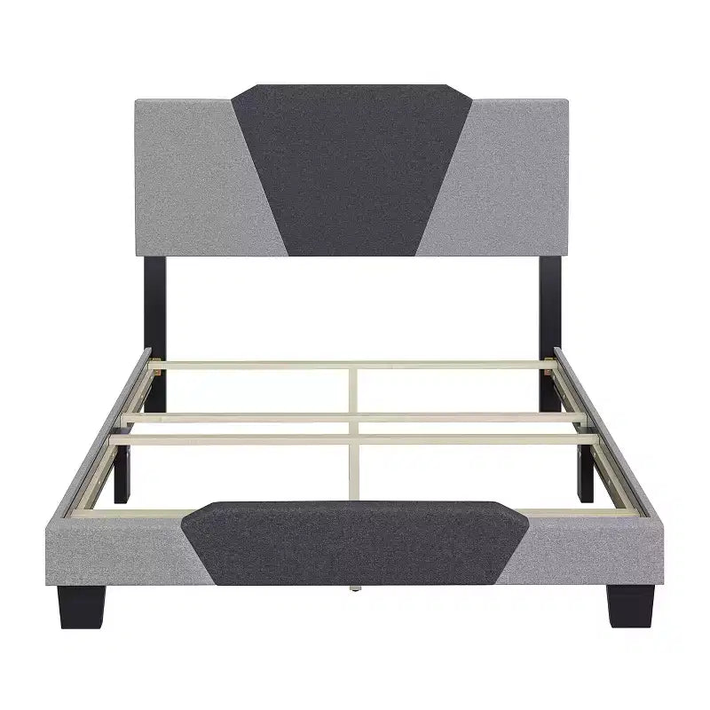Base de cama tapizada de lino Queen Sydney Contemporary, carbón/gris - Eco Dream: Listones de madera de abedul duraderos, requiere somier