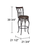 Taburete de bar giratorio Kensington Hill Trevi Bronze marrón de 26 1/2 pulgadas de alto con cojín de piel sintética tradicional con respaldo y reposapiés para barra de cocina