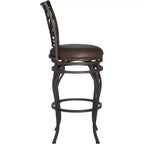 Taburete de bar giratorio Kensington Hill Trevi Bronze marrón de 26 1/2 pulgadas de alto con cojín de piel sintética tradicional con respaldo y reposapiés para barra de cocina