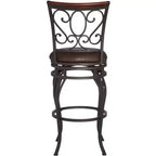 Taburete de bar giratorio Kensington Hill Trevi Bronze marrón de 26 1/2 pulgadas de alto con cojín de piel sintética tradicional con respaldo y reposapiés para barra de cocina