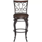 Taburete de bar giratorio Kensington Hill Trevi Bronze marrón de 26 1/2 pulgadas de alto con cojín de piel sintética tradicional con respaldo y reposapiés para barra de cocina